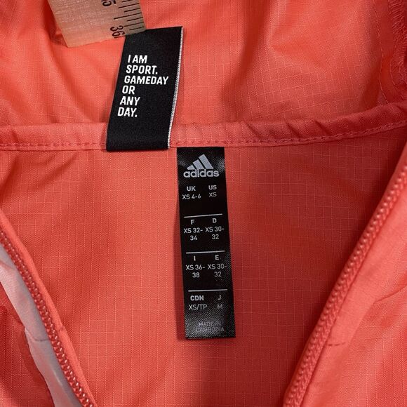 adidas Jacket Womens XS Salmon Pink Hooded Ripstop Windbreaker W.N.D Running - Picture 3 of 12